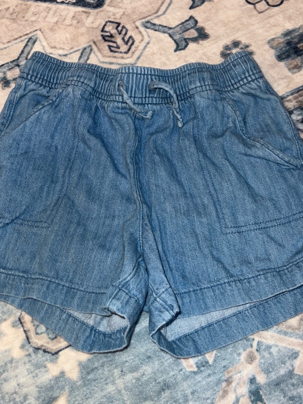 Old Navy Light Blue Denim Drawstring Shorts